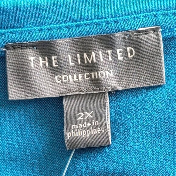 New The Limited Collection Turquoise Pleated Sweater Top 2X - Picture 5 of 6